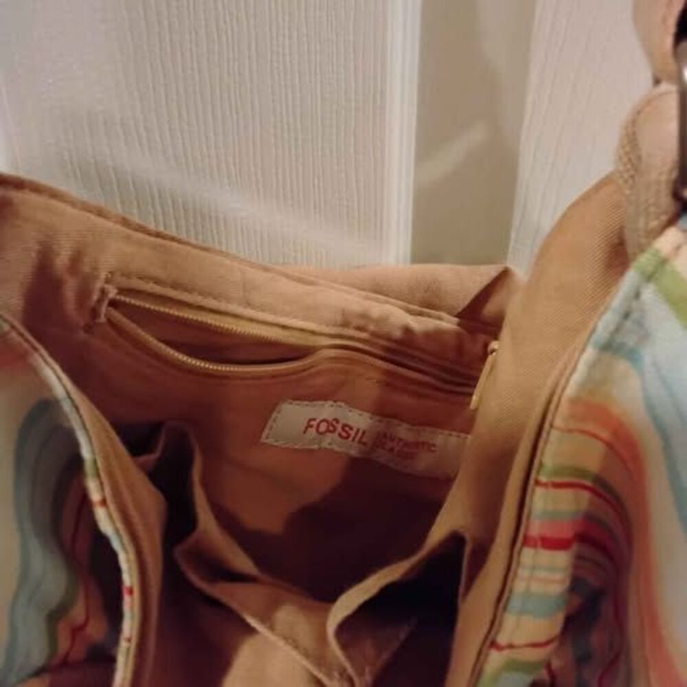 Fossil Fabric Multicolored Stripe Fabric Purse - image 3